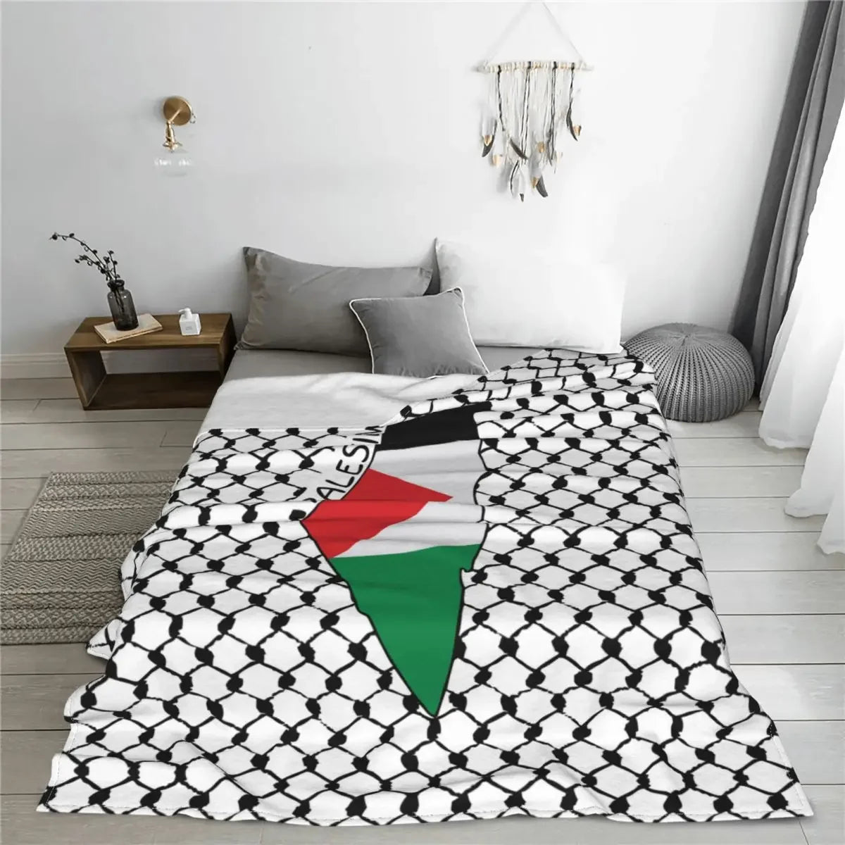 Palestine Map with Kufiya Blanket