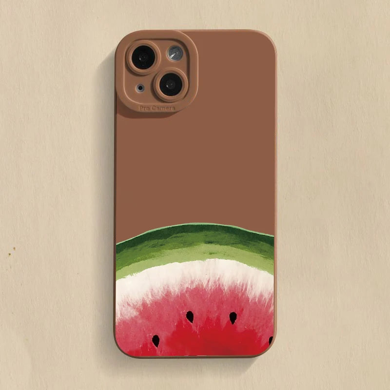 Watermelon Silicone Phone Case For iPhone 11 12 13 14 15 Pro Max XS X XR 7 8 14 6 Plus SE 2020 Camera Lens Protection Cover