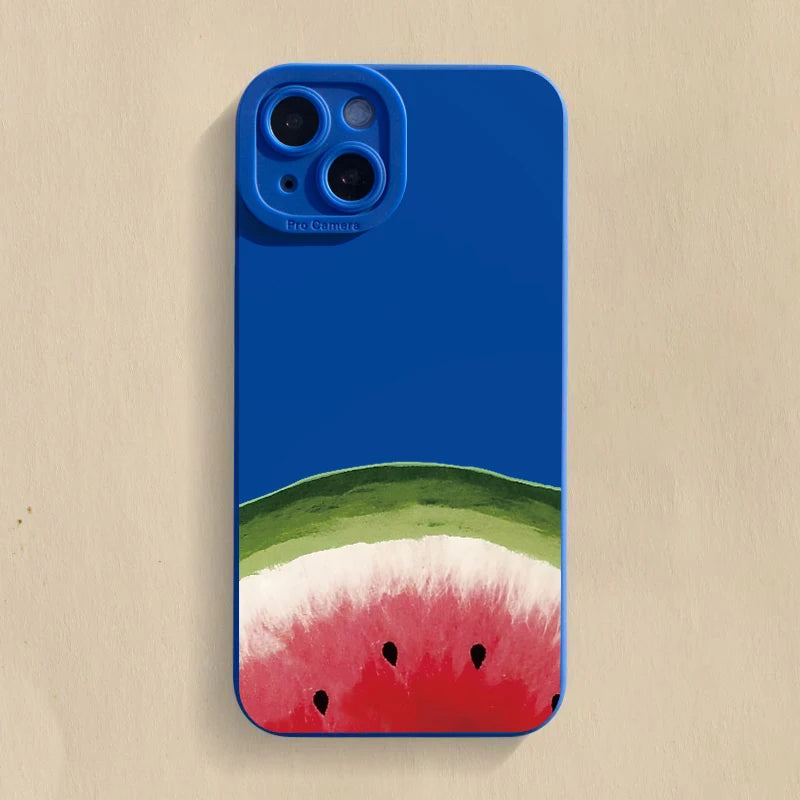 Watermelon Silicone Phone Case For iPhone 11 12 13 14 15 Pro Max XS X XR 7 8 14 6 Plus SE 2020 Camera Lens Protection Cover