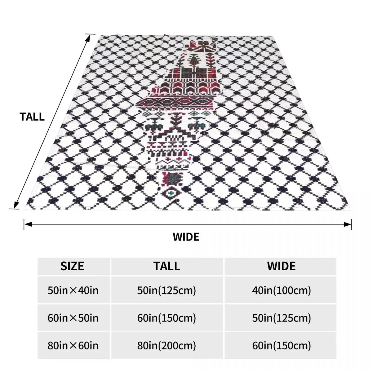 Palestine Map with Traditional Tatreez Blanket