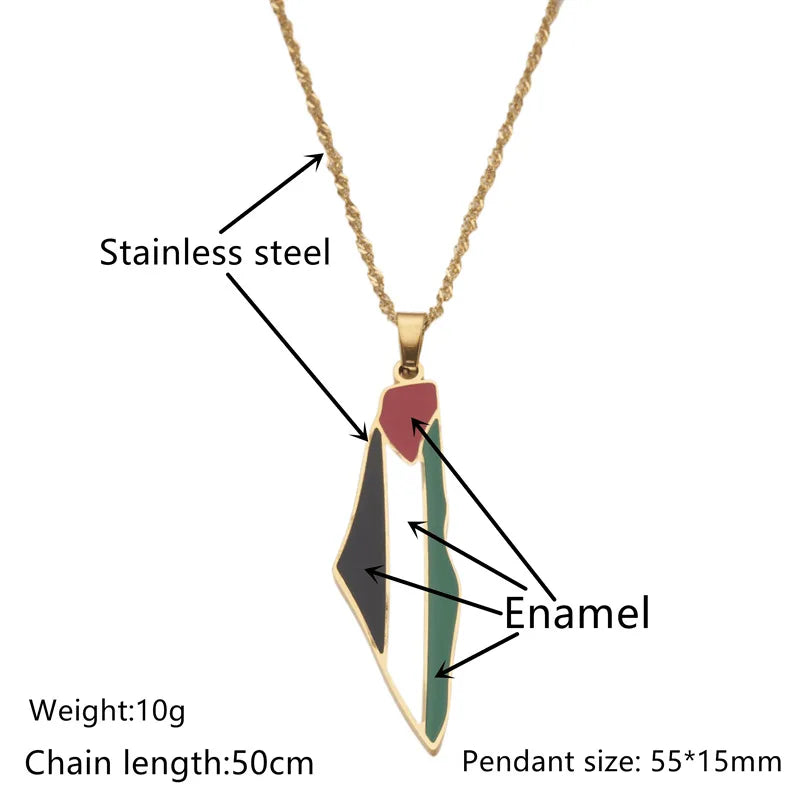 Palestine Flag Map Pendant