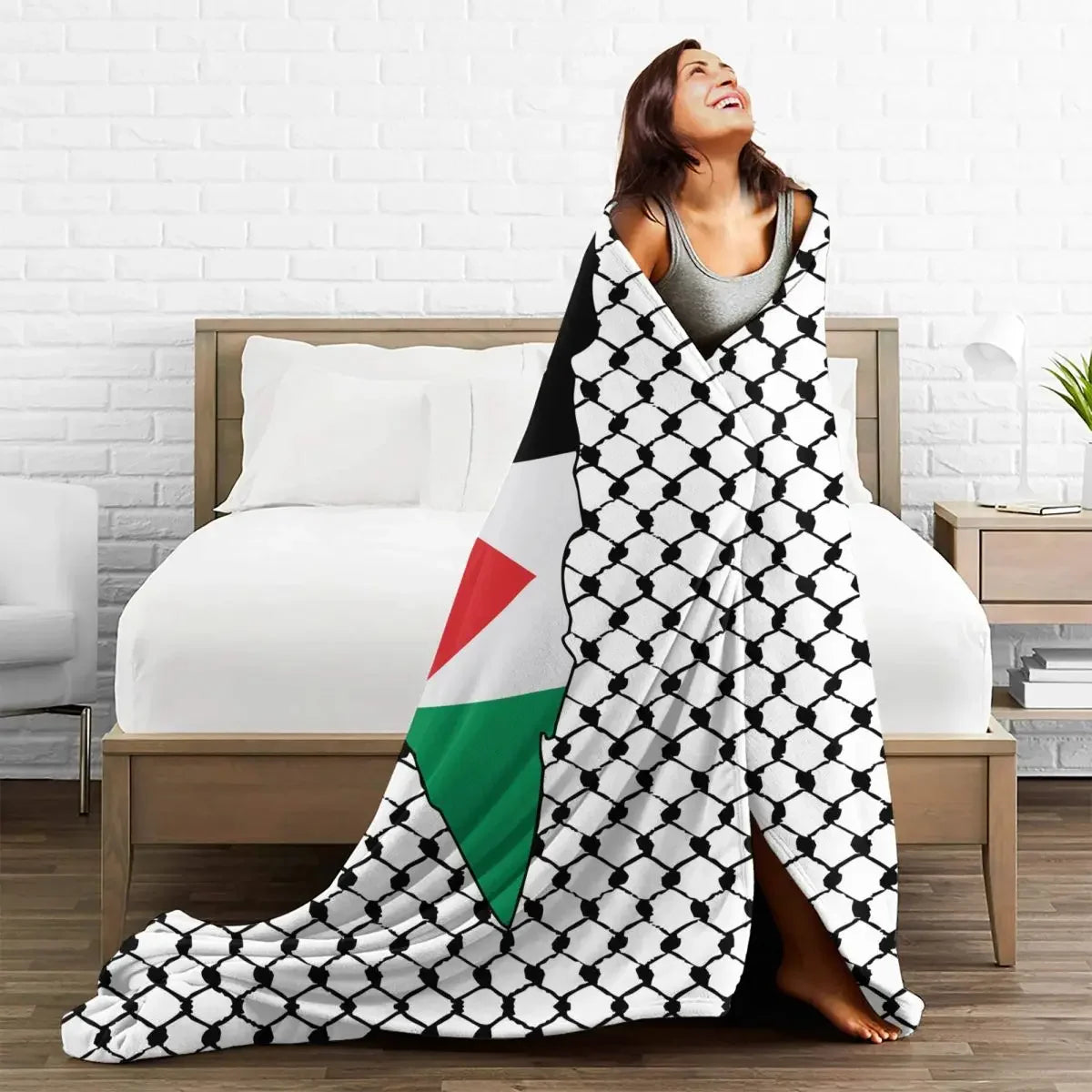 Palestine Map with Kufiya Blanket