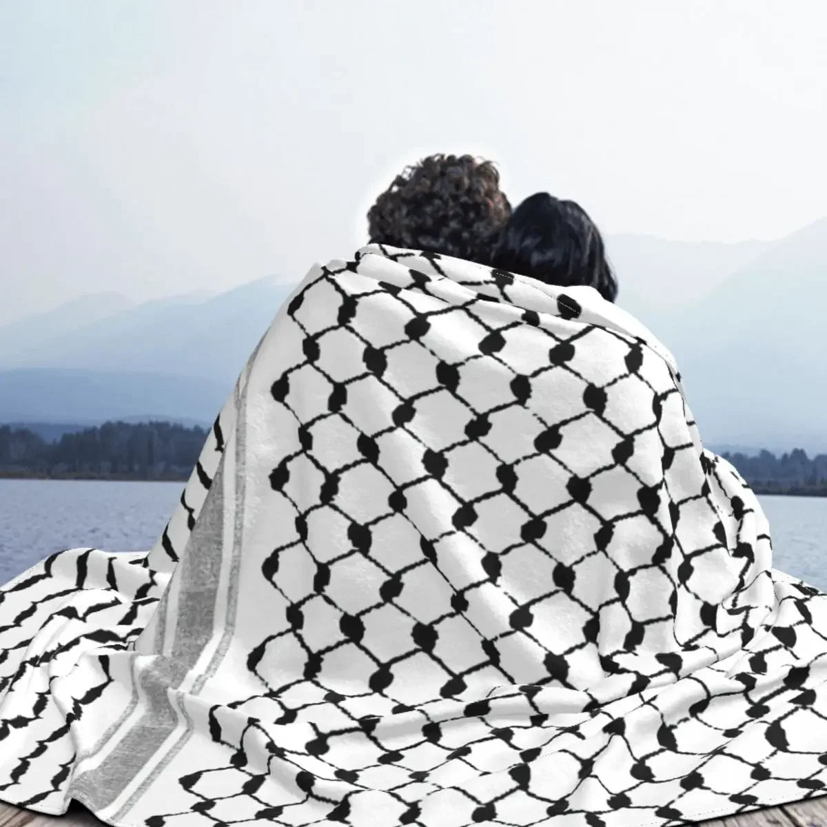 Palestinian Kufiya Folk Pattern Blanket