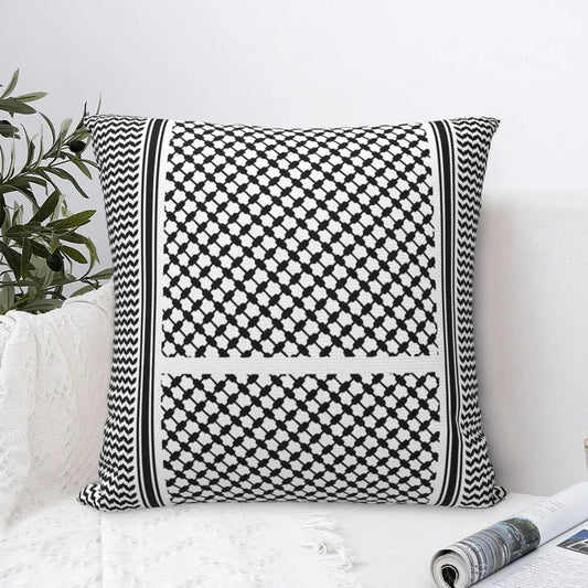 Black & White Palestine Kuffiyeh Cushion Cover