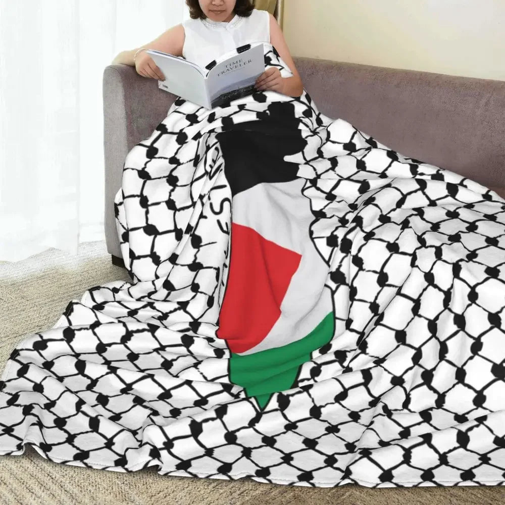 Palestine Map with Kufiya Blanket