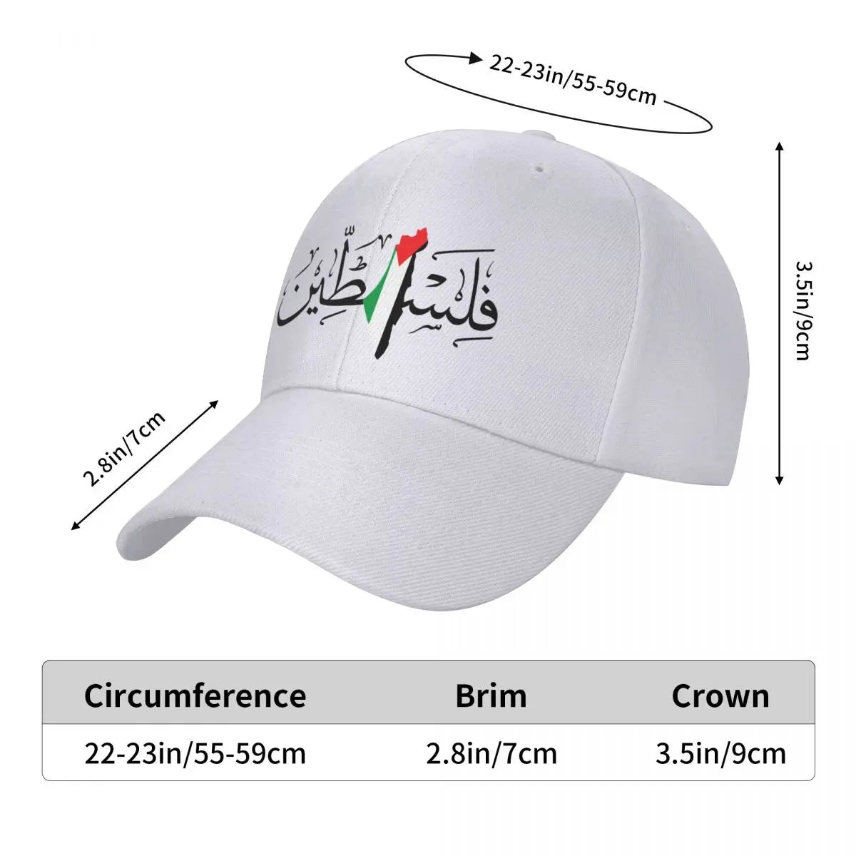 Palestine Arabic Calligraphy Name With Flag Map Cap