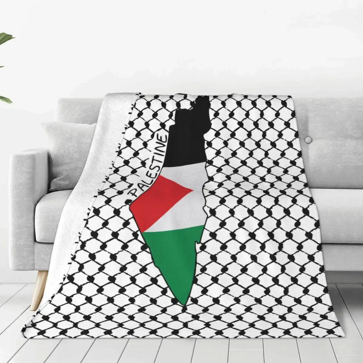 Palestine Map with Kufiya Blanket