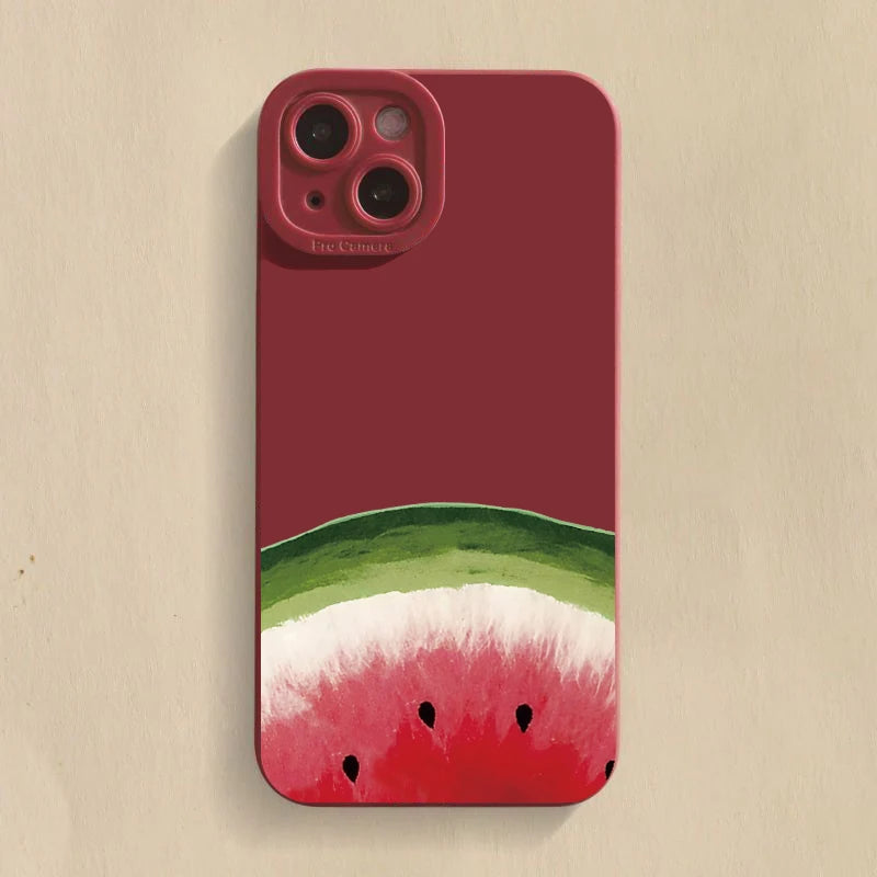 Watermelon Silicone Phone Case For iPhone 11 12 13 14 15 Pro Max XS X XR 7 8 14 6 Plus SE 2020 Camera Lens Protection Cover