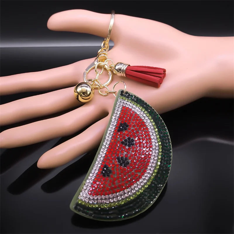 Watermelon Full Crystal Key Chain